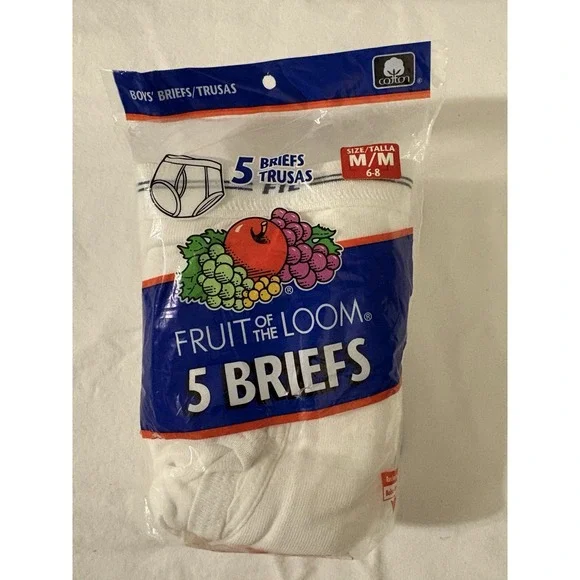 Fruit Of The Loom 2002 Boys Double Stripe Briefs 6-8 Med 5 Pack Vintage NOS - Picture 1 of 7